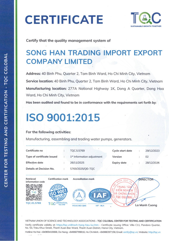 ISO 9001:2015 certificate